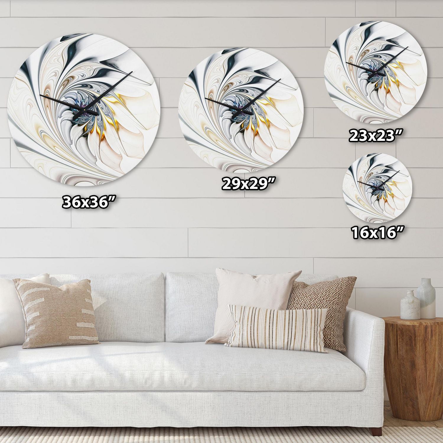 Designart Art floral en vitrail blanc horloge murale