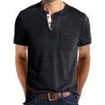 thumbnail image 1 of Innerwin Blouse Crew Neck Mens Summer Tops Work Henley Collar Regular Fit T Shirts Dark Gray M, 1 of 5