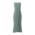 thumbnail image 4 of XDZJLR Women Dresses Solid Color Strapless Slim Irregular Hem Leisure Dress, 4 of 7
