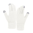 thumbnail image 1 of Women Winter Wool Warm Gloves Solid Color Fleece Knitted Cold Proof Gloves, 1 of 3