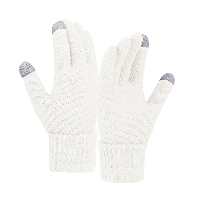 Women Winter Wool Warm Gloves Solid Color Fleece Knitted Cold Proof Gloves
