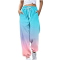 thumbnail image 1 of Erwazi Sweatpants for Women Gradient Printed Drawstring Loose Joggers with Pockets Fall Winter Comfy Workout Gym Running Pants, 1 of 3