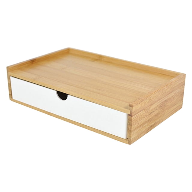 Textured Desktop Storage Drawer Toothbrush Box Organization Scissors Wooden Supplies Storage Box for Study Hotel Guest Room Bathroom Jewelry Makeup , white single layer