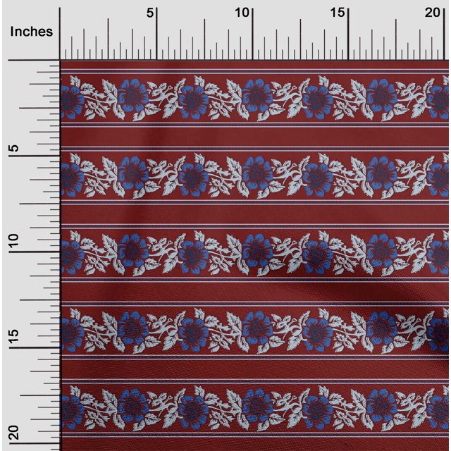 oneOone Polyester Lycra Fabric Leaves & Floral Block Printed Fabric 1 Yard 56 Inch Wide