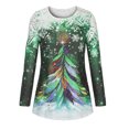 thumbnail image 4 of IROINID Chemises de Noël en Solde pour Femmes Blouse à Manches Longues Col Rond Imprimé, Blanc, 4 of 6