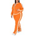 thumbnail image 3 of MAWCLOS Women Plus Size Slim Leg Sweatsuits Running Long Sleeve Jacket+Sweatpants Orange L, 3 of 5