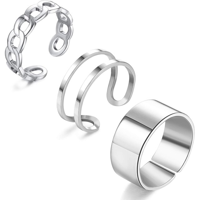ORUYROP 3-10 Pcs Knuckle Rings Set Stainless Steel Ring Simple Smooth Finger Stackable Rings Set for Women Plain Band Rings