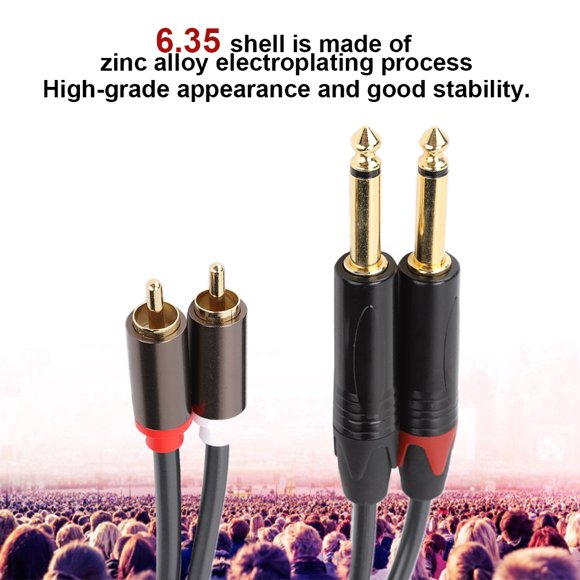 RCA To 6.35mm Adapter Cable, Audio Cable  Contact Performance  for Power Amplifier for Mixer Camera