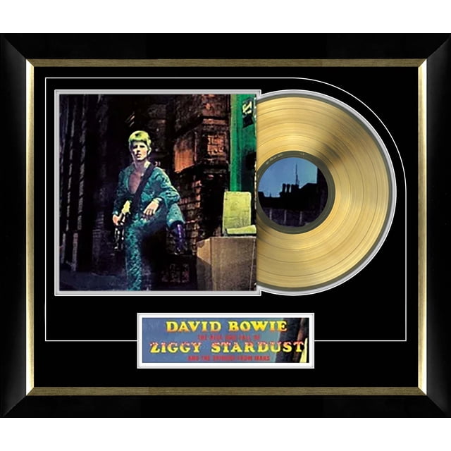 David Bowie Stardust Reg Music Cover Framed with Gold Vinyl