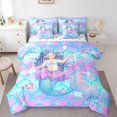 thumbnail image 1 of Ballet Mermaid Ensemble de Douillette 7 Pcs Lit en Sac Simple, Mignon Jellyfish Ensembles de Literie Océan Paillettes Écailles de Poisson Starfish Ensemble de Draps avec Douillette, 1 of 5