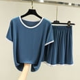 thumbnail image 2 of Jovati Ensemble de Pyjama pour Femmes, Haut à Manches Courtes en Modal avec Shorts à Taille Élastique, Coupe Décontractée, Col Ras du Cou, Jambe Grand, Ventilé, pour l'Été et le Printemps, 2 of 6