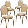 thumbnail image 1 of 4 Pk. HERCULES Series Dome Back Stacking Banquet Chair in Beige Patterned Fabric - Gold Frame, 1 of 7