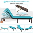 thumbnail image 3 of Costway 2PC Patio Rattan Lounge Chair Chaise Recliner Back Adjustable W/Wheels Cushioned, 3 of 10