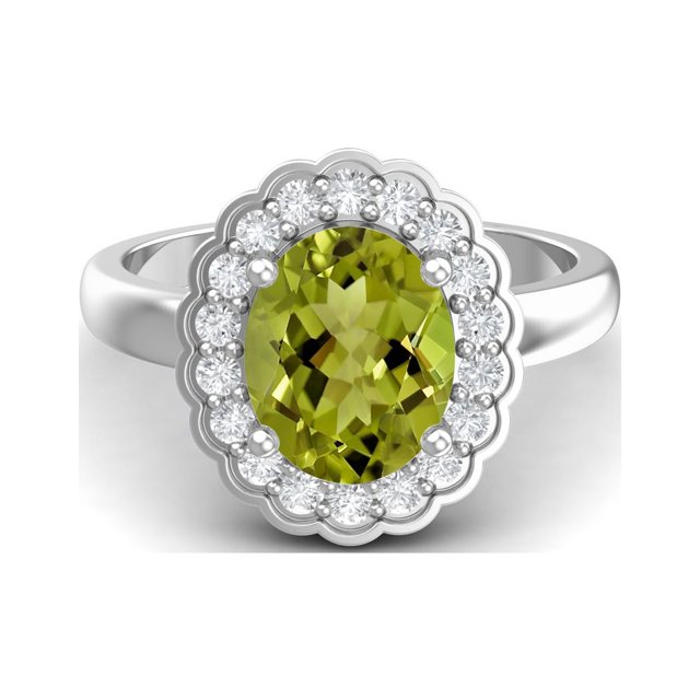 925 Sterling Silver 6mm Round Shape Peridot Solitaire Women Ring