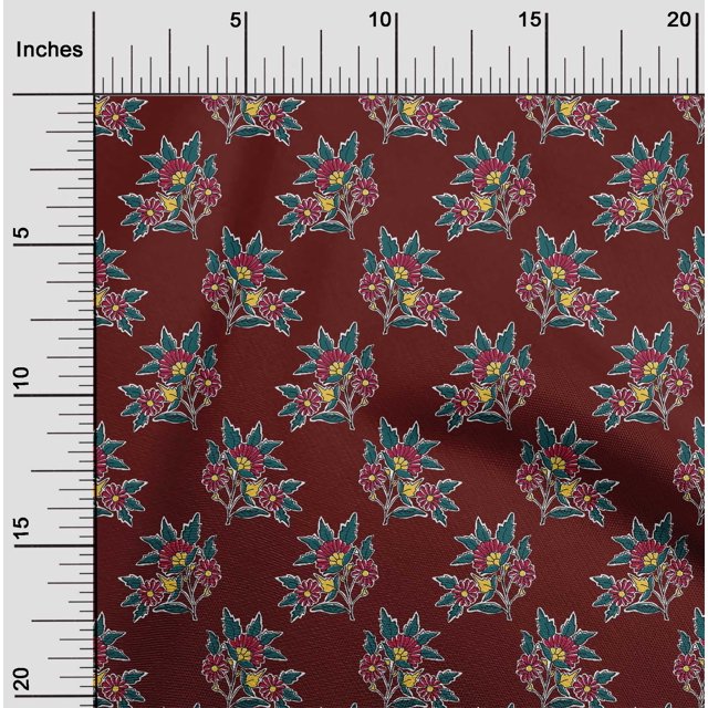 oneOone Coton Bio Voile Feuilles & Imprimé Floral BTY 42 Pouces de Large