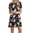 thumbnail image 1 of SMihono Robe Maxi Bohème d'Été pour Femmes Grande Taille Mode pour Femmes à Col Rond à Manches Courtes Robe Chandail Imprimée Robe de Plage Évasée, 1 of 4