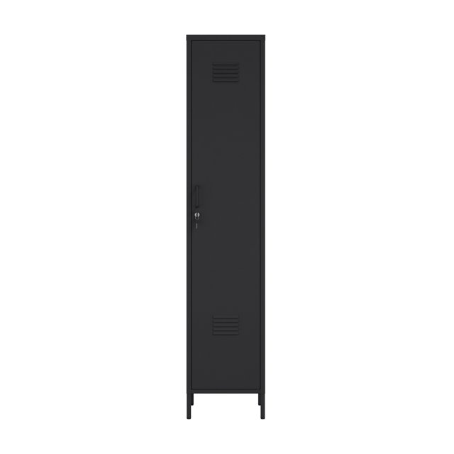 Naomi Modern 15 Single Locker Storage Cabinet with 5 Adjustable Shelves in Black