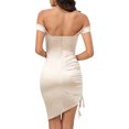 thumbnail image 2 of Faithtur Femmes Enveloppé Robe Courte, Sans Manches hors Épaule Couleur Unie V Cou Cordon Robe d'Été de Fête Décontractée, 2 of 6