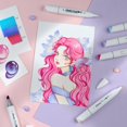 thumbnail image 3 of Ohuhu Alcohol Markers: Mini Brush & Slim Broad 60 Illustration Colors Dual Tip Brush Tip Alcohol-based Art Marker for Artists Adults Coloring Illustr, 3 of 8