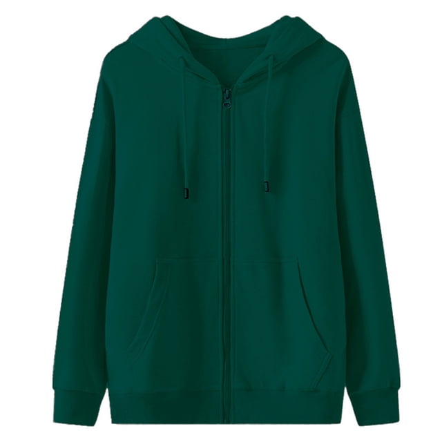 Men's Full Zip Hoodie Unisex Long Sleeve Hooded Sweatshirt Lightweigh Drawstring Zip Up Jacket with Pockets