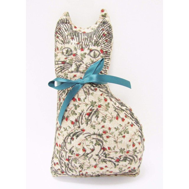 Paine's Oreiller en Sapin Baumier 8"x4.5" Forme de Chat Sachet d'Arbre Parfumé Imprimé Rouge Vert