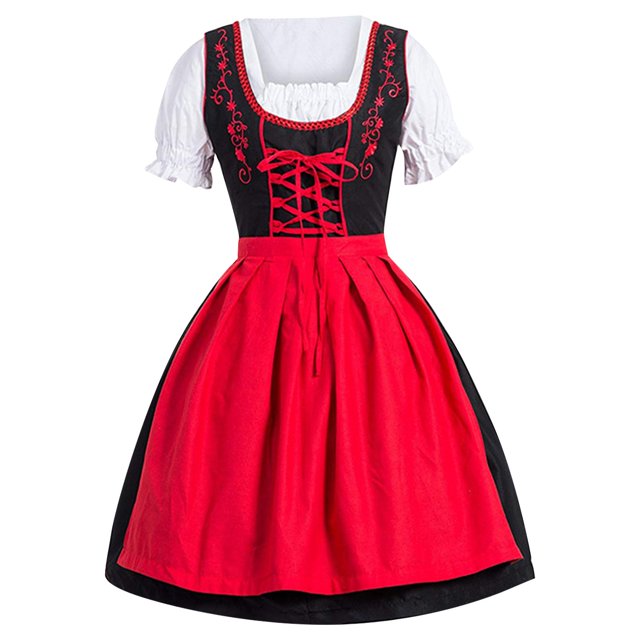 Kcodviy Robe Haut Allemand pour Femmes Grande Taille pour Femmes Robe Col Carré Tablier Formel Robes Perlées pour Femmes Grande Taille Oktoberfest Fille Bière