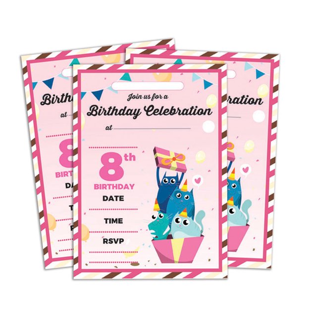 Darling Souvenir Pink Birthday Invitation Card Printable Fill or Write In Blank Invites Party Supplies Pack Of 28 5 x 7 Inches