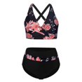 thumbnail image 4 of GZWYHT Bathing Suit for Women Tankini Swimsuits for Women Womens Swimsuits Two High Waisted Bathing Suits Color Block Wrap Front Bikini Sets Womens Swimsuits Women Beach Fashion Red 5XL, 4 of 5