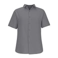 thumbnail image 3 of cfhntfmh Mens Button down Shirts Solid Summer Beach Vacation Tops Cotton Linen Short Sleeve Shirts, 3 of 4