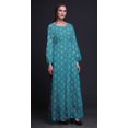 thumbnail image 2 of Bimba Robe Maxi à Manches Longues pour Femmes en Georgette Mousse Imprimée de Trèfles et de Fleurs, Taille Élastique - Moyen, 2 of 5