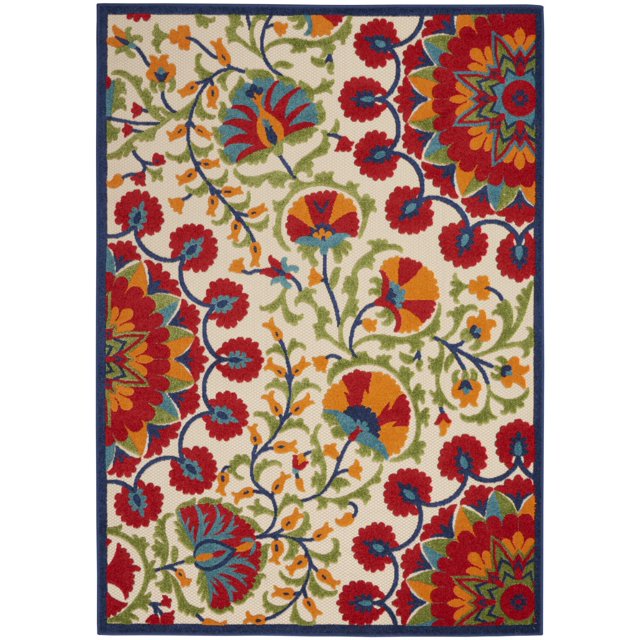 homeroots 384997 Tapis d'Intérieur et d'Extérieur 4 Pieds x 6 Pieds Rouge et Multicolore pour Aire