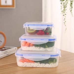 PENGXIANG 3pcs Food Storage Containers with Lid  Plastic Microwavable Food Container Rectangular Meal Prep Containers Reusable Lunch Boxes Leak-proof Stackable Fruit Storage Boxes - by