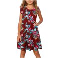 thumbnail image 1 of RXIRUCGD 2025 Vêtements d'Été pour Enfants Robe d'Été à Manches à Volants pour Filles 4-14T, 1 of 7