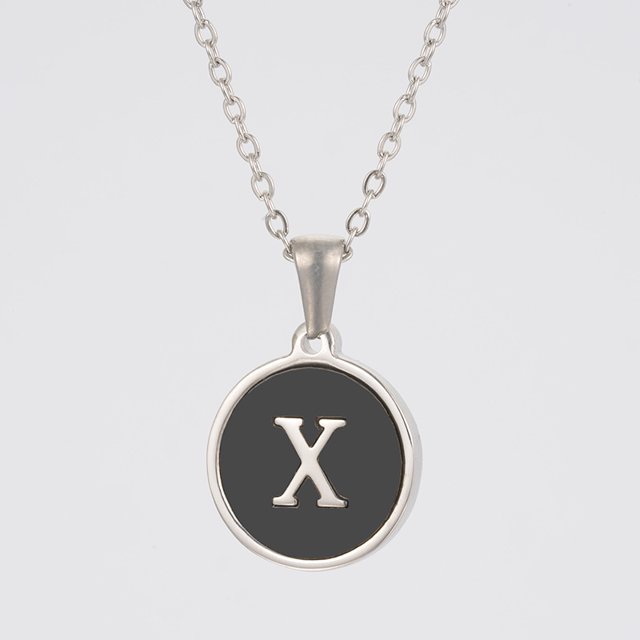 Colliers, Collier Lettre Coquille Mignonne pour Filles, Pendentifs Pièce pour Filles en Acier Inoxydable Colliers Initiale pour Femmes Bijoux Rond