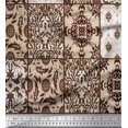 thumbnail image 1 of Soimoi Rayon Crepe Fabric Check & Damask Patchwork Decor Fabric Printed Yard 46 Inch Wide, 1 of 3