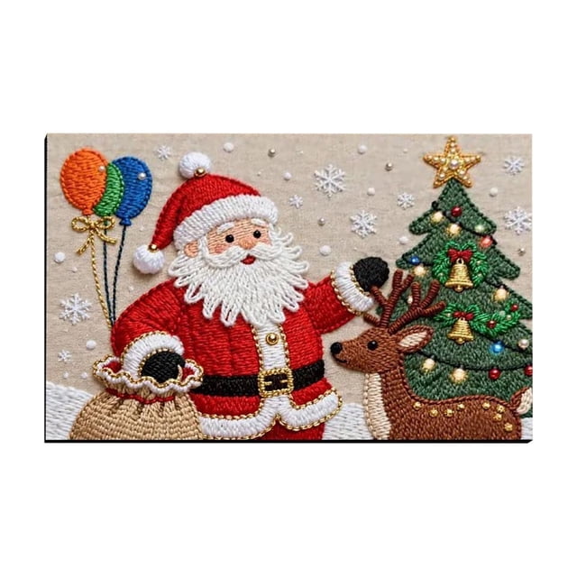 Tapis de Sol de Salle de Bain Tricoté de Noël Absorbant Tapis d'Entrée
