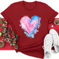 thumbnail image 2 of Diufon Hauts de la Saint-Valentin pour Femmes Décontracté Tendance Manches Courtes Col Rond Chemisier Imprimé Graphique Mignon, 2 of 5