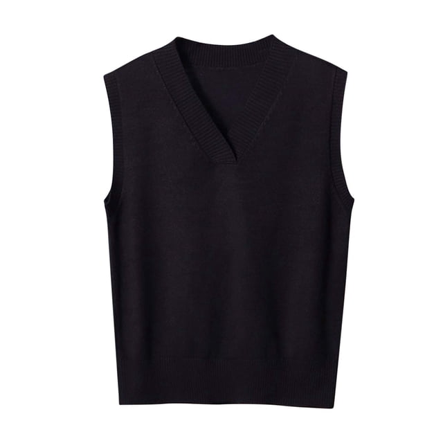 MeetoTime Women's Sweater Vest Basic V Neck Sleeveless Uniform Pullover Knitwear Knitted Tank Tops