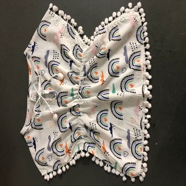 Bébé bébé Fille Floral Plage Robe Pompon Vague Maillot de Bain Cover-up Poncho Été Robe de Soleil