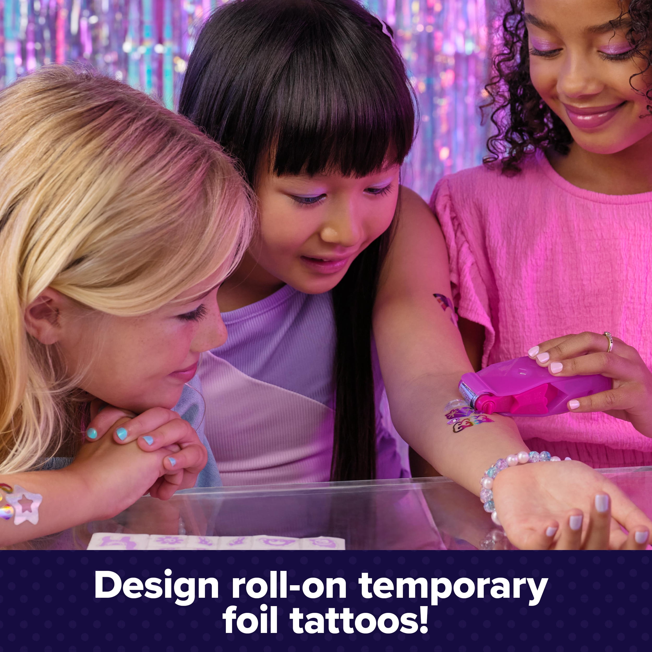 Cool Maker, Shimmer Me Body Art with Roller, Jewels & 3 Foils, 135 Metallic Temporary Tattoo Designs, Arts and Crafts Kids Toys for Girls Ages 7+