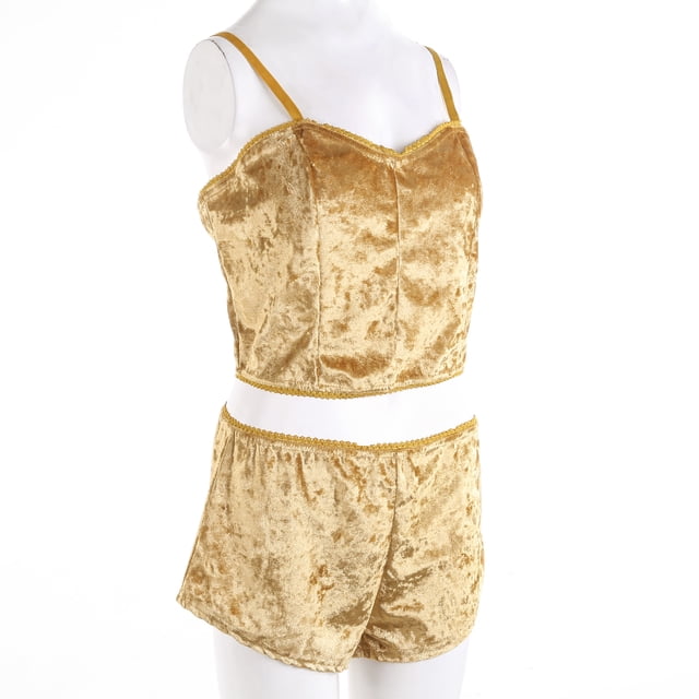 SUNSIOM Women 2PCS Lingerie Set Slim Sling Crop Top Short Elastic Band Pants