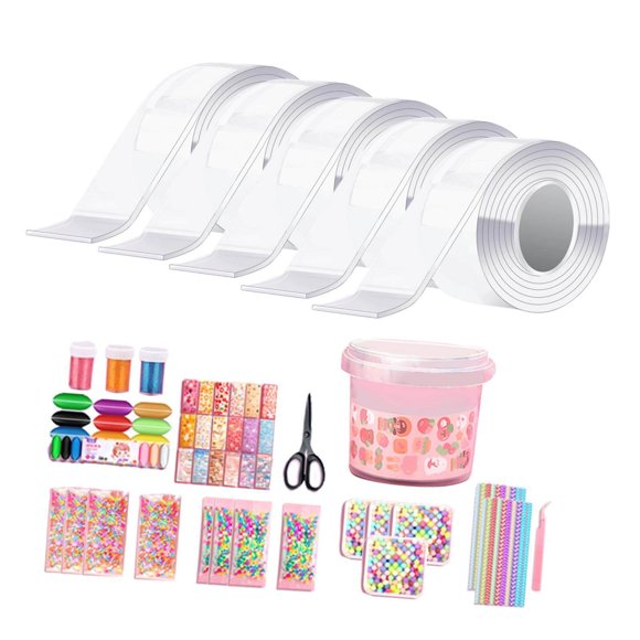 Baohd Blow Bubbles Double Sided Tape Waterproof Tapes Strips Transparent Tape 5cm Storage Bucket 5PCS Clear
