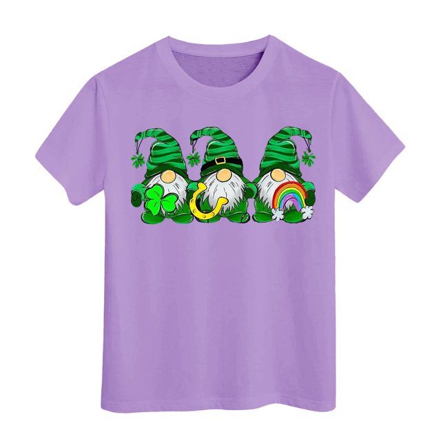 PMVFHDE Hauts d'Été pour Filles T-Shirts pour Fille Hauts Mignons Hauts Courts pour Fille Hauts de Sortie pour Fille T-Shirt à Manches Courtes pour Filles T-Shirt d'Été à Col Rond Coupe Décontractée T-Shirts Basiques Violet, 10-11 Ans
