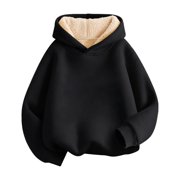 dmqupv Boys Sweatshirts Unisex Boys Girls Fleece Lined Hoodie Kids Warm Winter Hoodies Pullover Hooded Sweatshirt Sweater Black,Size for 8-10 Years