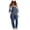 Dark Blue, variant on Frostluinai Overalls for Women Straight Wide Leg Denim Overalls Sleeveless Adjustable Strap Distressed Jeans Overalls Loose Fit Overalls with Pocket