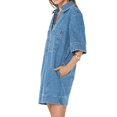 thumbnail image 2 of Womens Summer Collared V Neck Mini Casual Jean Dresses with Pockets L, 2 of 6