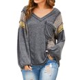 thumbnail image 3 of Femmes Poche avant Col V Manches Longues Pull-Over Chemise, 3 of 7