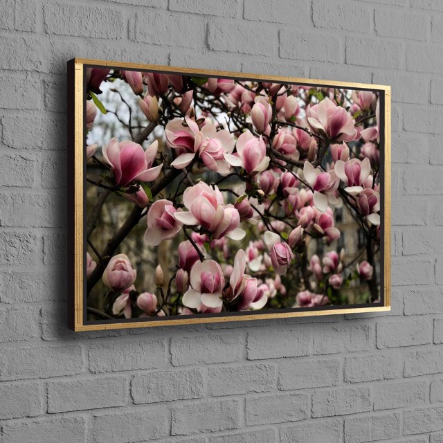 Handcrafted Pink Magnolia Flower Wall Art Print On 3D Canvas For A Perfect Gift For Home Decor Lovers