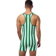 thumbnail image 2 of XUNZOO Costume d'Homme Fort à Rayures, Débardeur de Lutte, Body, Costume de Cirque pour Muscles, Vert G, 2 of 5