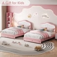thumbnail image 3 of Suede Princess Upholstered Bed Frame with LED Headboard & Storage Drawer,Wooden Slats, Noise-Free, Heavy-Duty, Low Profile, No Box Spring Needed – Perfect for Kids, Girls, Boys, 3 of 14